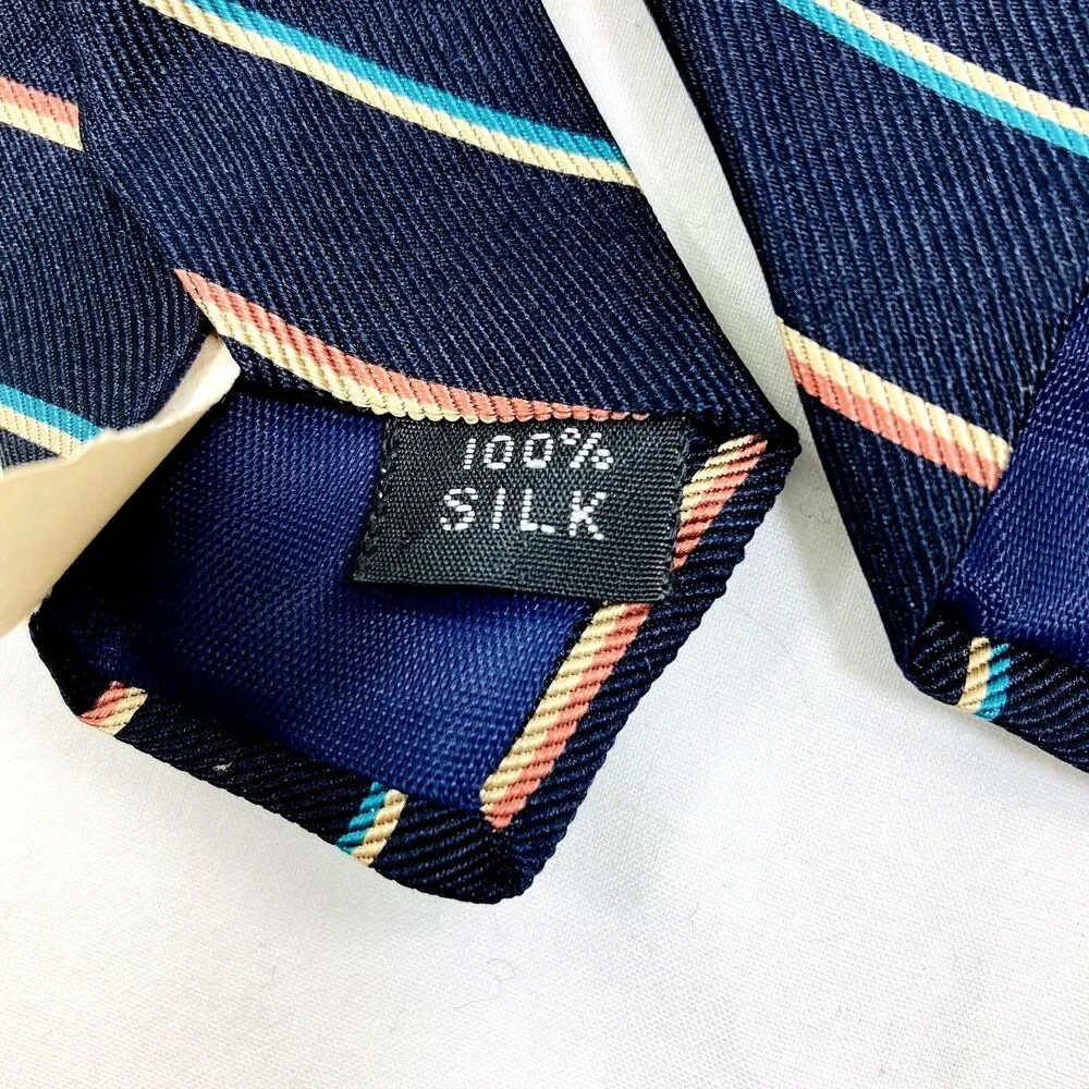 Michael Reed Tie Repp Stripe BLUE Designer Collection Vtg Y2K Academia Preppy